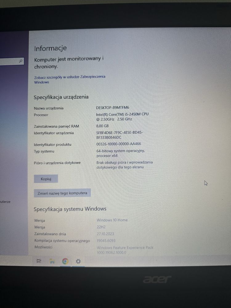 Laptop acer 17cali