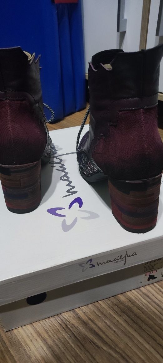 Bordowe buty skórzane "maciejka" rozmiar 38