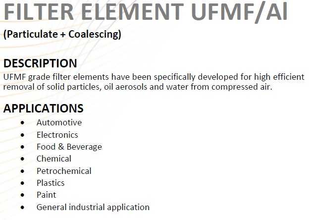 Novo - alternativa a ULTRAFILTER 1C121564 alumínio  # UFMF 10/30 AL