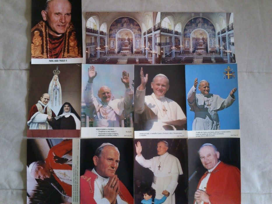 Postais religiosos Papa João Paulo II, Paulo VI e Irmã Lúcia
