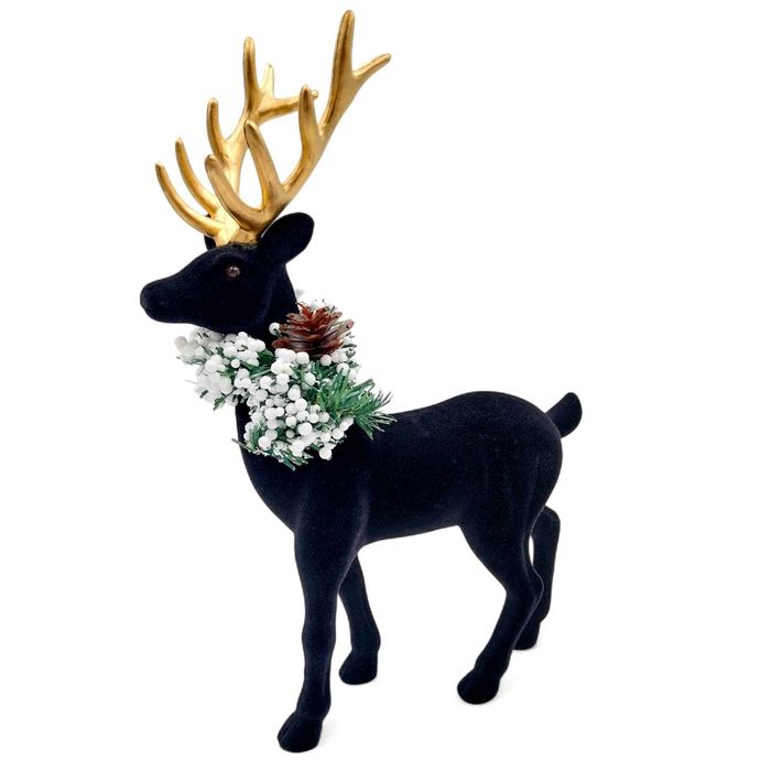 Renifer świąteczny czarny dekoracyjna figurka do stroika jelonek 35cm