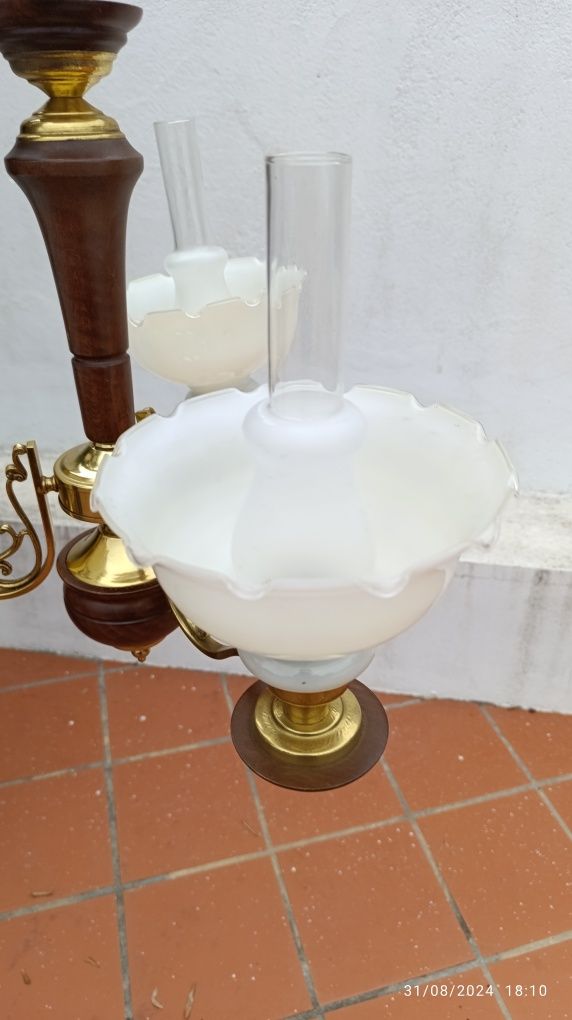 Candeeiro vintage metal e vidro