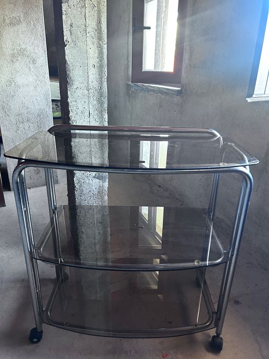 Mesa de vidro, com rodas - carro de apoio