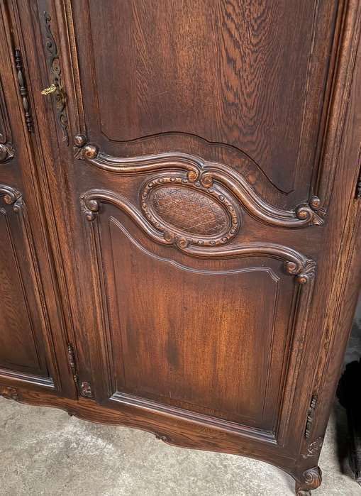 Rzeźbiona dębowa szafa w stylu Ludwika