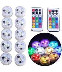 Zanurzalne lampki RGB LED typu tealight, 10 szt.