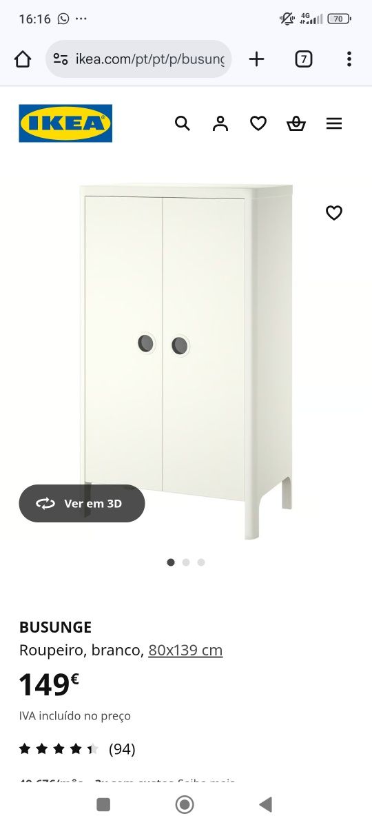 Roupeiro de criança IKEA