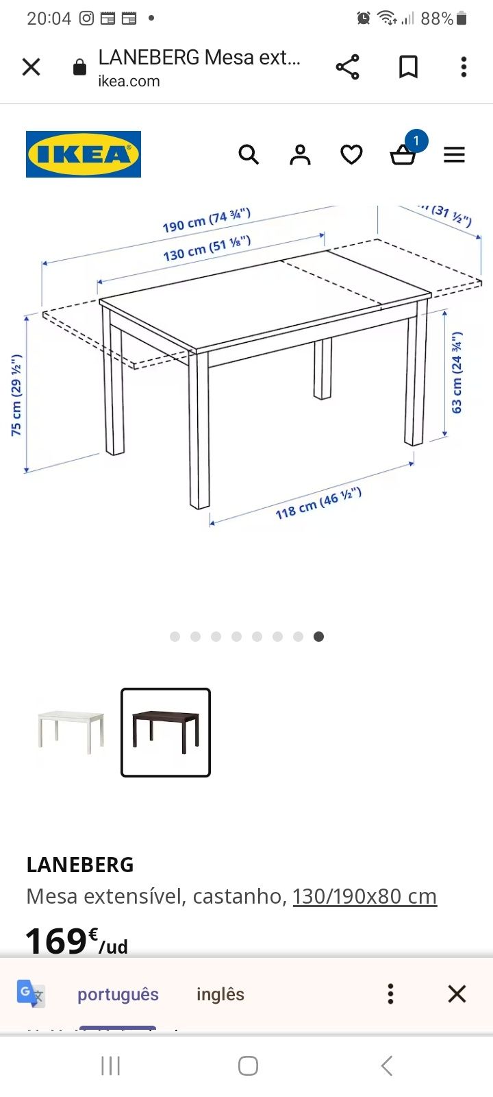 Mesa preto castanho ikea