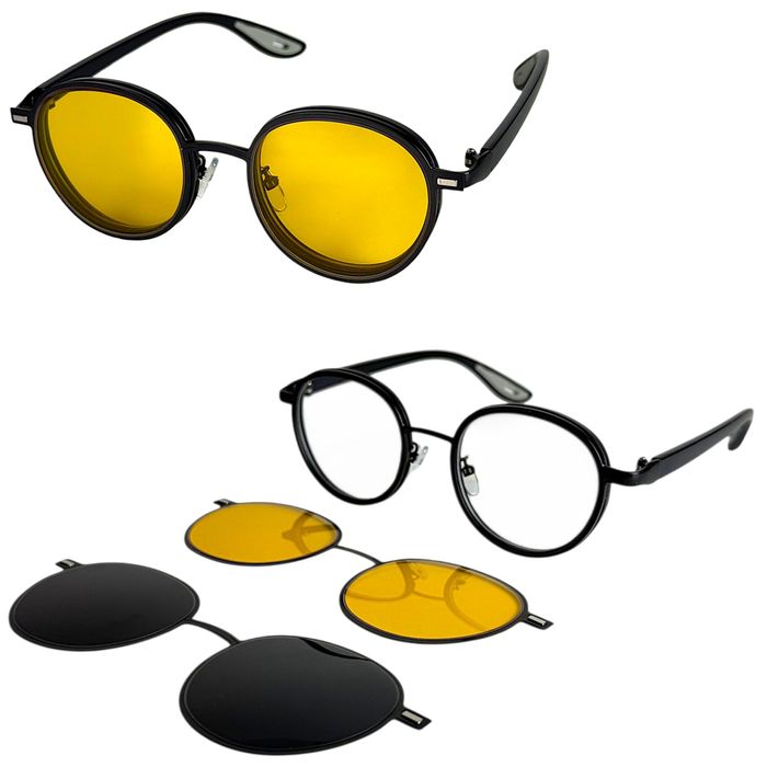 Okulary Komputerowe Zerówki Z Nakładkami Polaryzacyjnymi TR-90 Metal