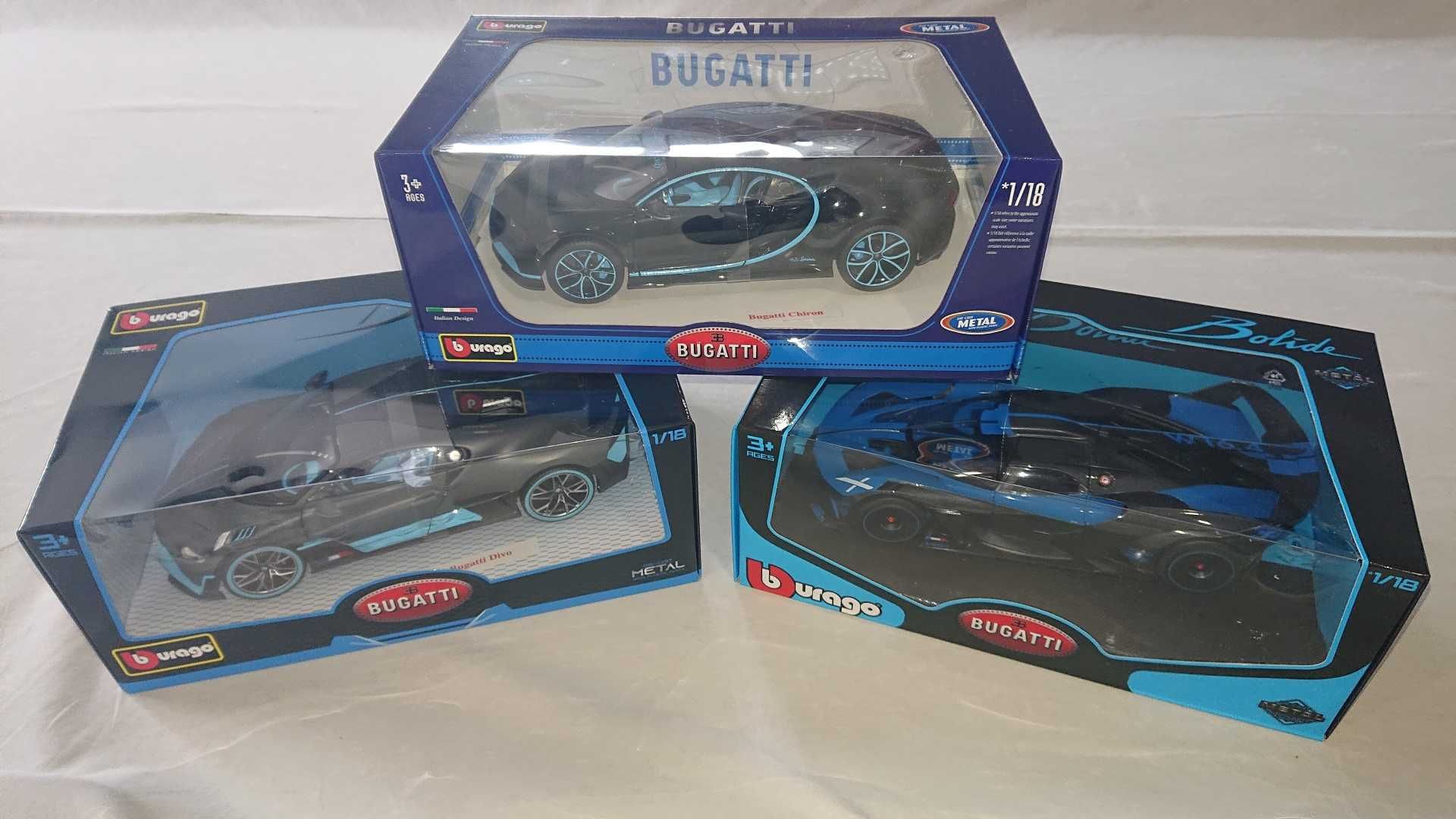 Bugatti Chiron | Bugatti Bolide | Bugatti Divo - BURAGO (escala 1/18)