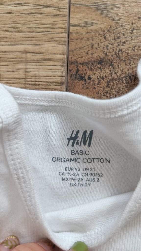 H&M 2x body białe  bez rękawów organic cotton 92