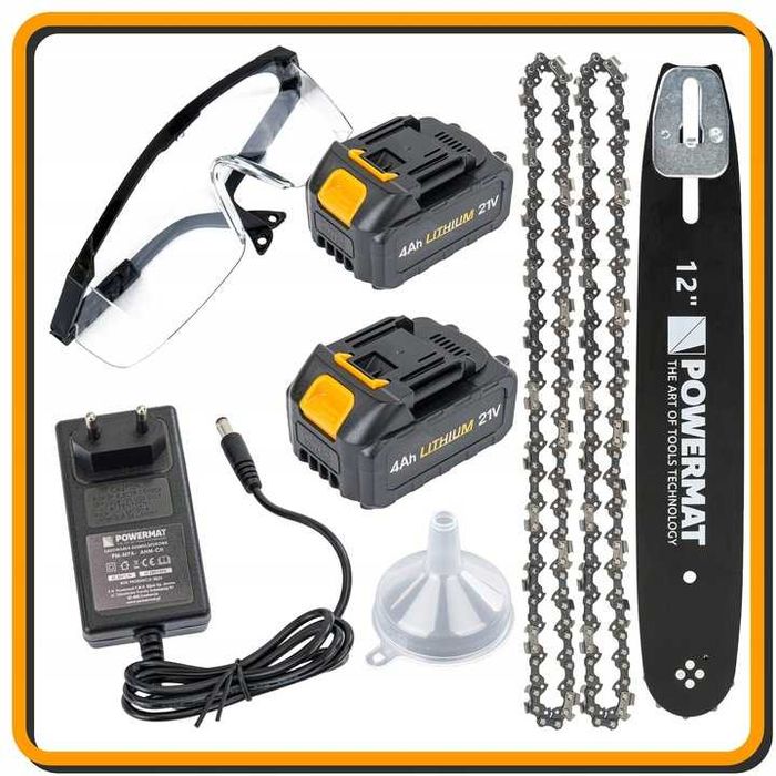 Piła łańuchowa akumulatorowa gałęziówka 12" mini pilarka 2xaku 4Ah