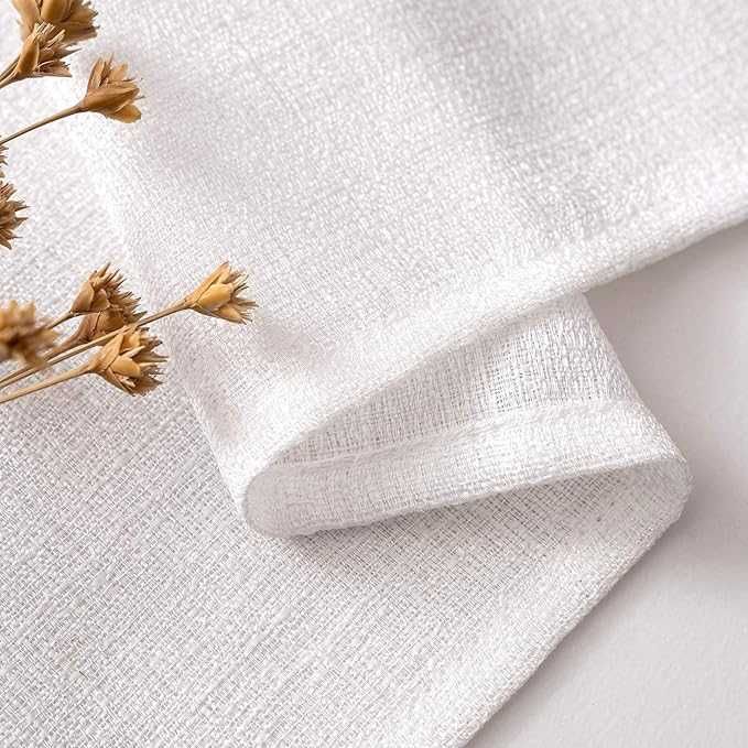 Zasłony 2 szt., białe, lniana imitacja, półprzezroczyste 140x280 cm