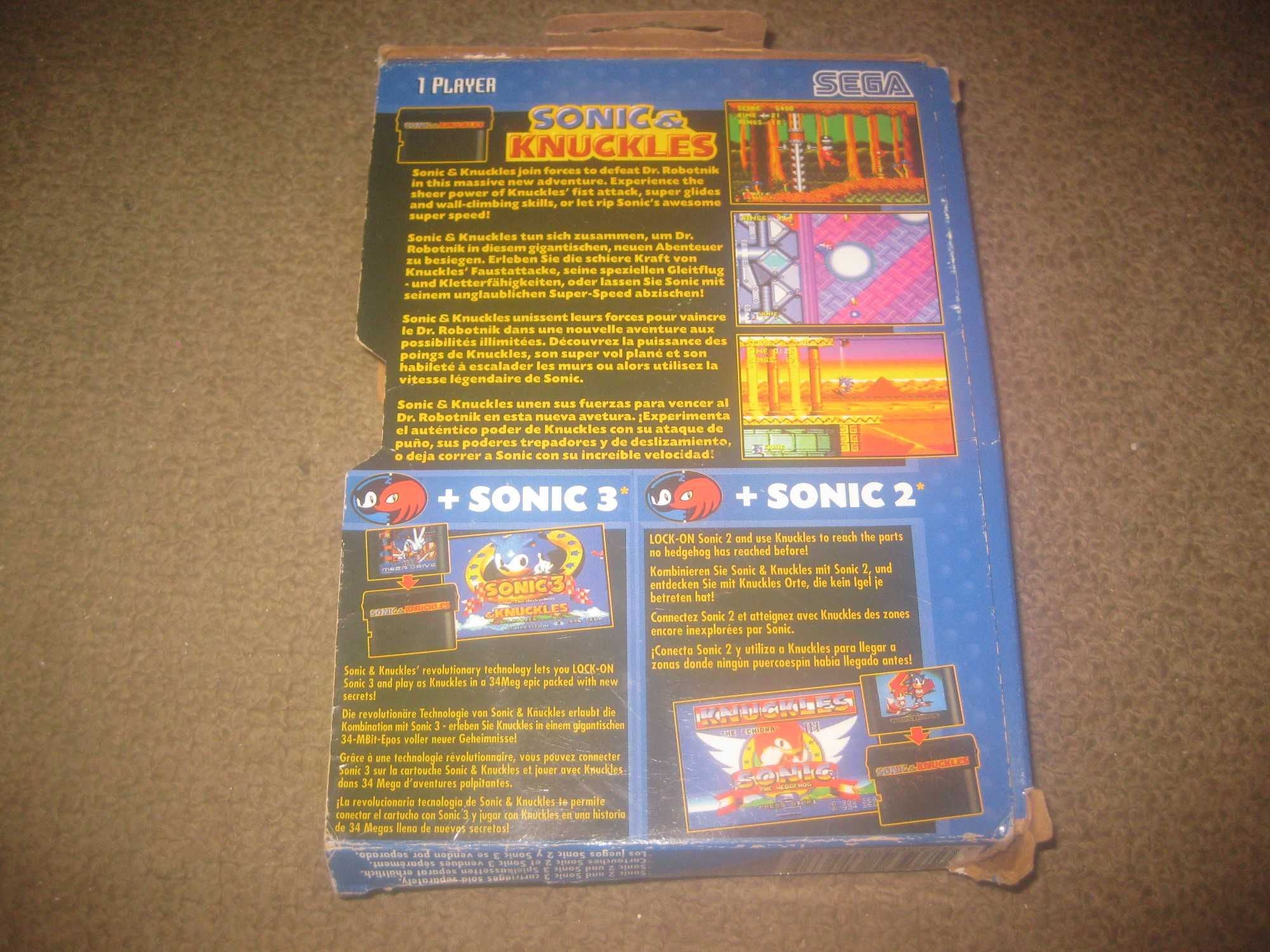 Jogo "Sonic & Knuckles" para Sega Mega Drive/Completo!