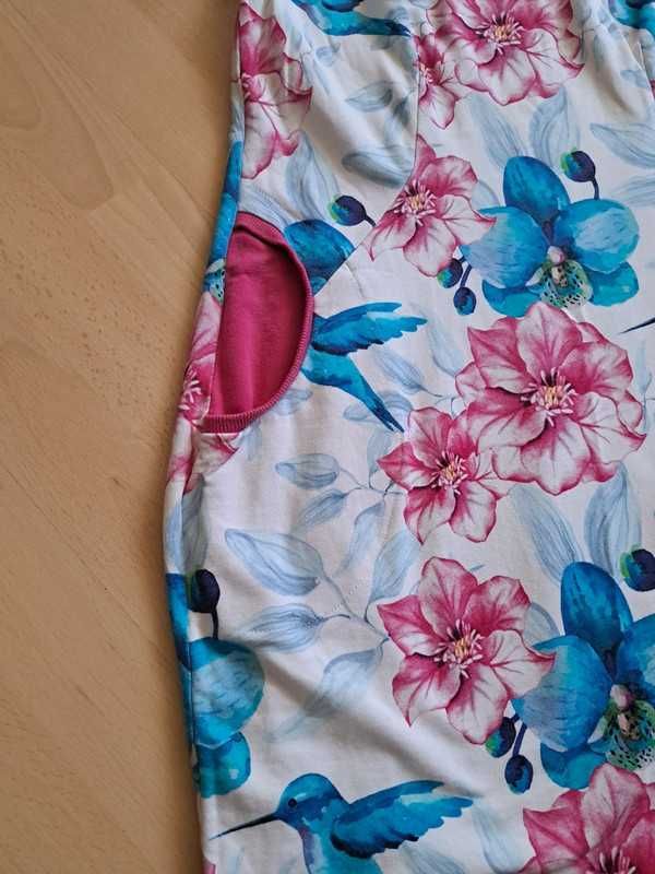 Sukienki dla mamy i córki w kwiatki, roz. L i 2-3 latka