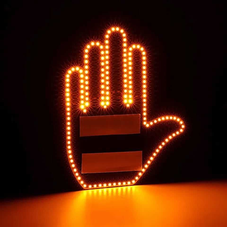 Ręka LED na szybę samochodu Środkowy palec