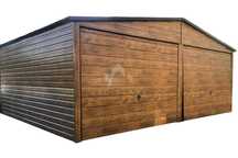 Garaż Blaszany 6X6M - 2X Brama - Drewnopodobny Dach Spad W Tył Nb98