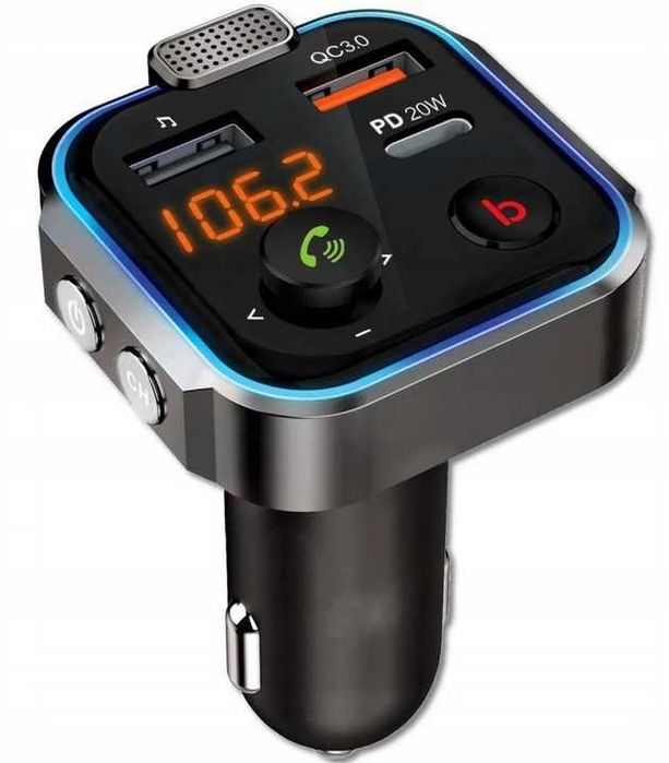 Transmiter Bluetooth Audio Fm Mp3 Bt Szybka Ładowarka 3x Usb 3.0 Rgb