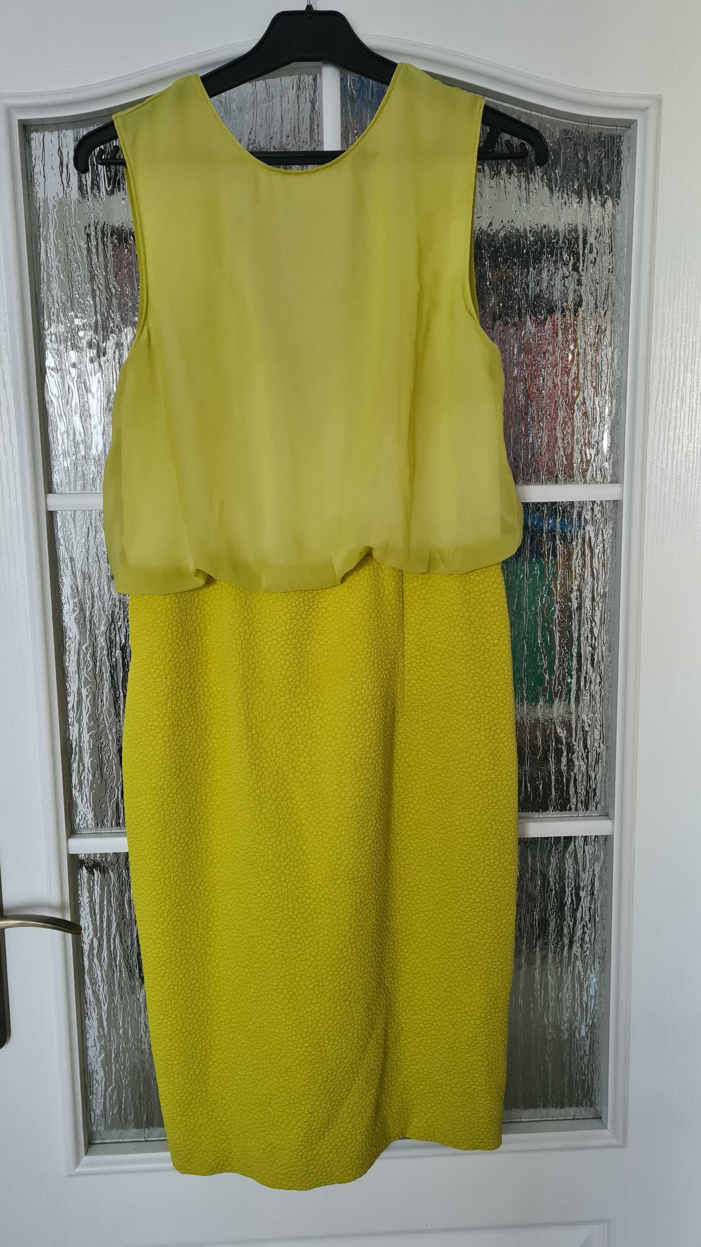 H&M limonkowa sukienka r.40