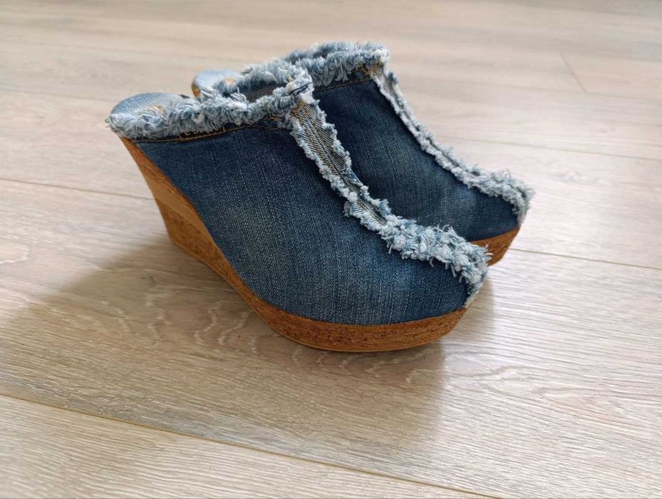 Сабо джинсовые на платформе