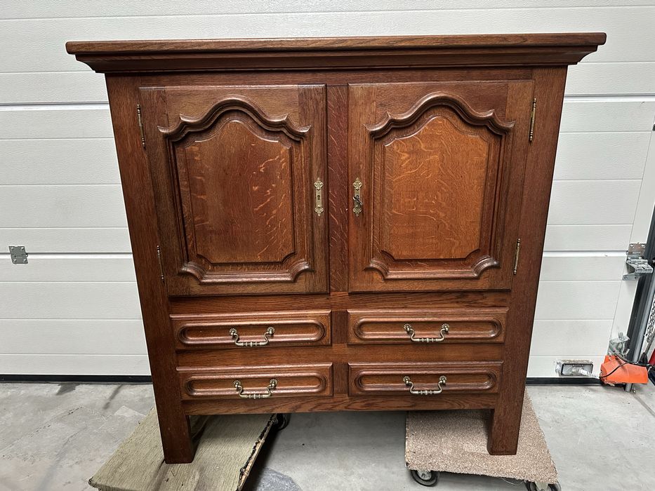 Dębowa prosta komoda 198cm - meble holenderskie