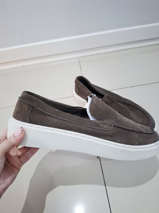 Meskie buty skórzane mokasyny brązowe nowe  45