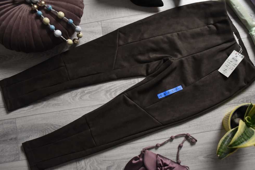 *Reserved* spodnie welurowe na gumce wysoki stan nowe_M