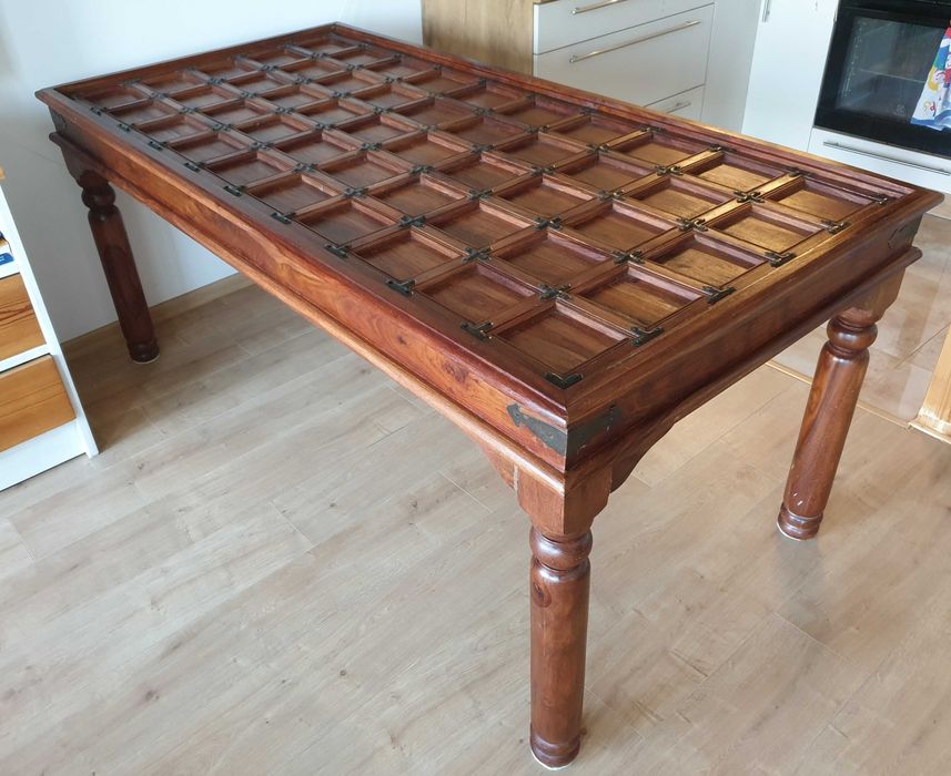 Stół drewniany masywny rycerski antyk gotycki 180 x 90 cm