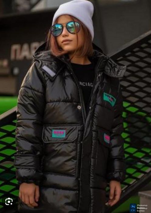 Сучасна зимова куртка,р.152/158,чорна,б/в новий стан!якість!