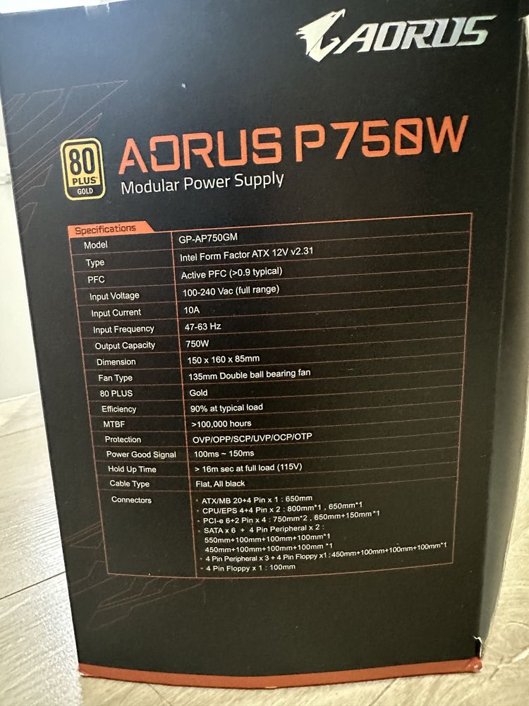 Zasilacz ATX Gigabyte Aours P750W 750W