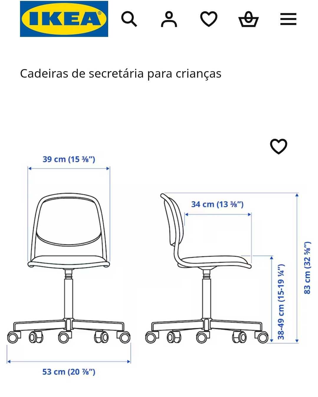 Cadeira secretária criança Ikea ÖRFJÄLL