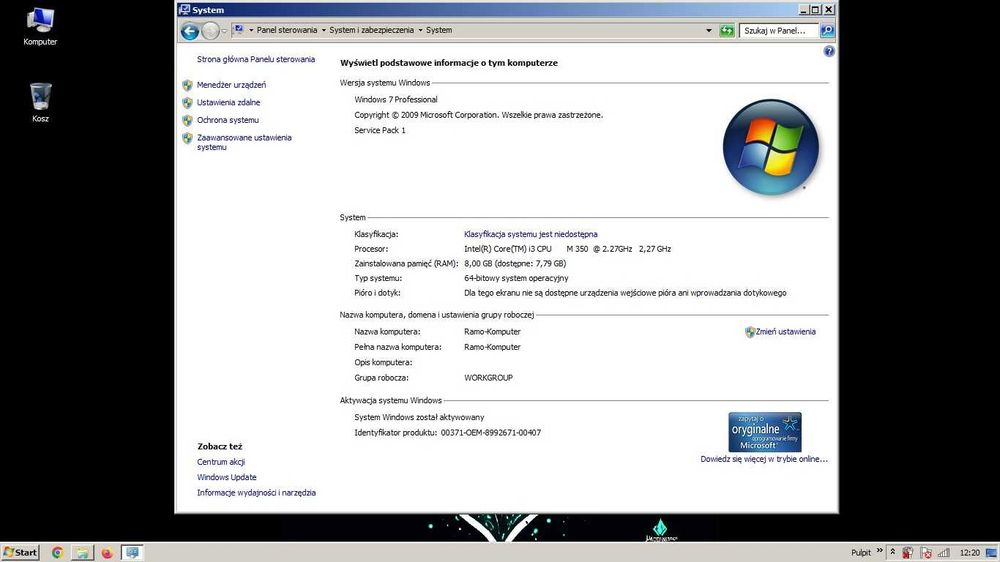Laptop Asus N61J i3-2,27Ghz 8GB ram 128 hdd uszkodzona matryca