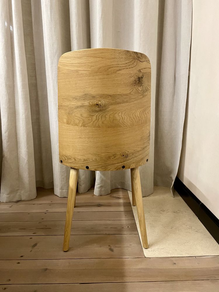 Designerskie, drewniane krzesło loftowe w stylu retro, PRL