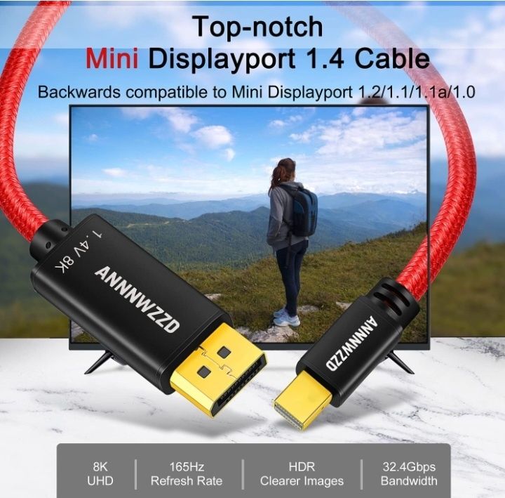 Mini DP na DP Displayport kabel 8K,4K do iMac,MacBook Air/Pro 5Metrów