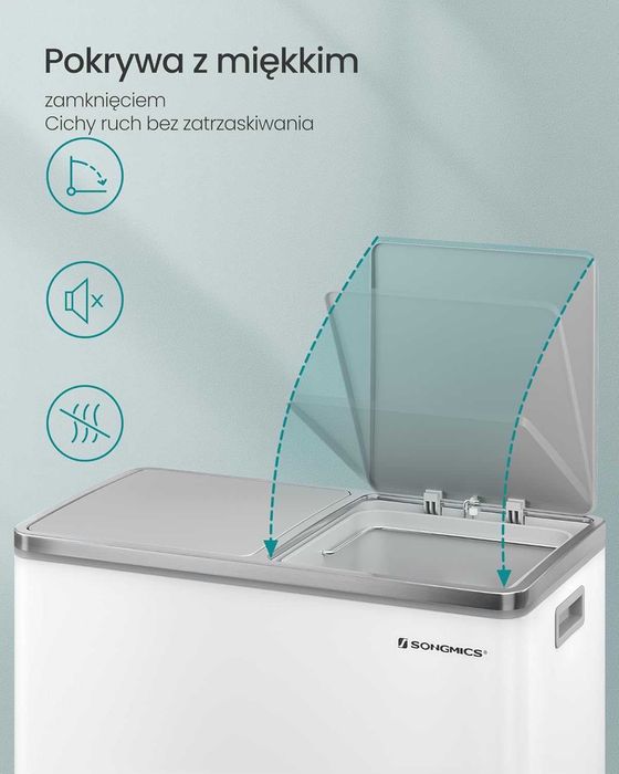 Kosz na śmieci 2x30L z 15 workami na śmieci, miękki zamknięcie WADA