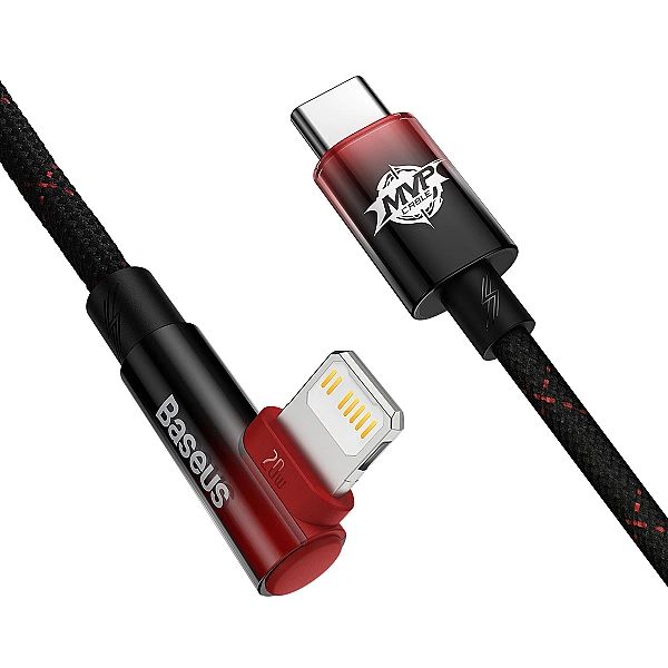 Kabel Baseus CAVP kątowy Lightning - USB-C PD 20W 480Mb/s 1m - czerwon