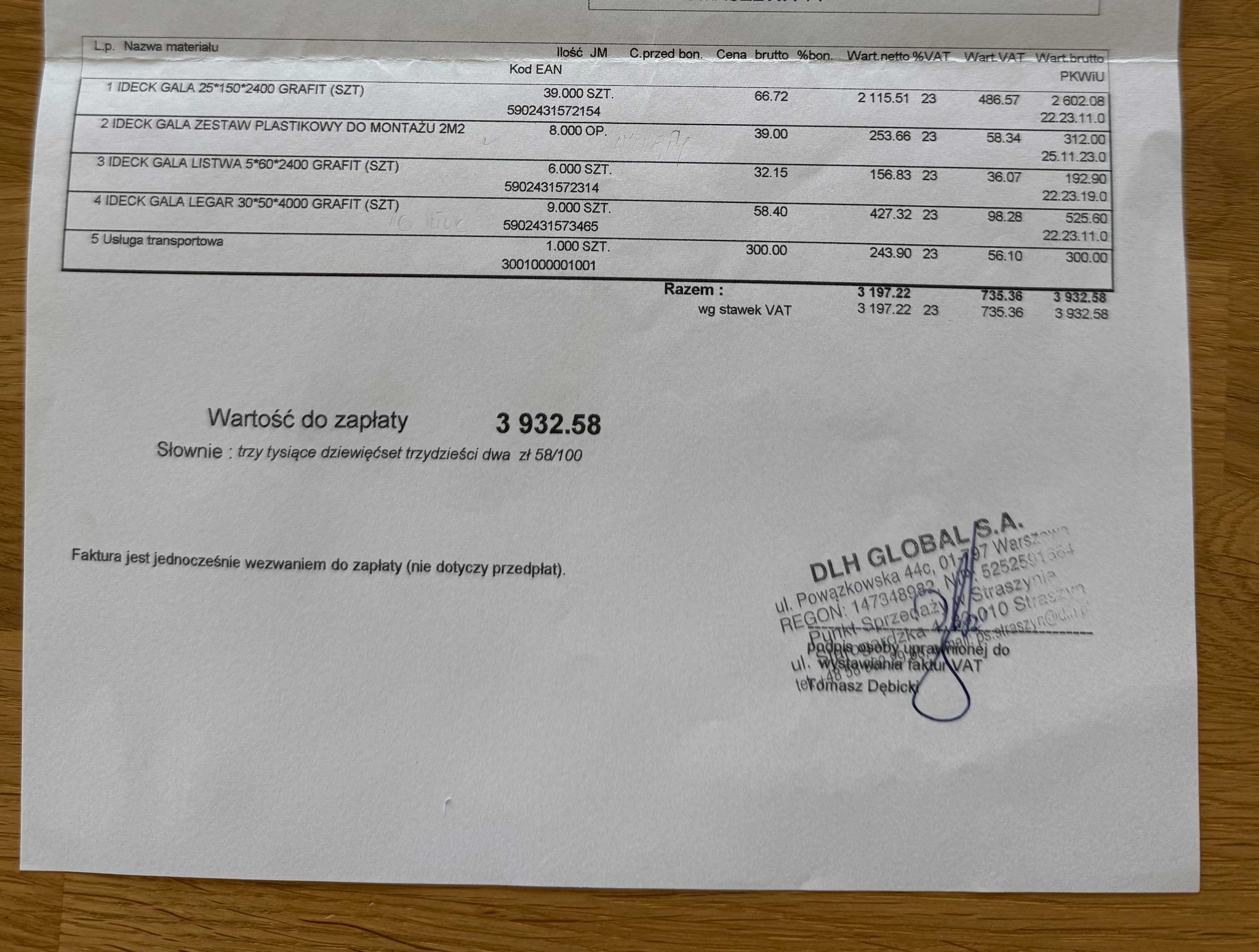 Deska Tarasowa Kompozytowa Gala 25x150 Grafit