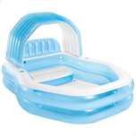 Piscina insuflável com sofá, toldo removível e porta-copos 229x191x135