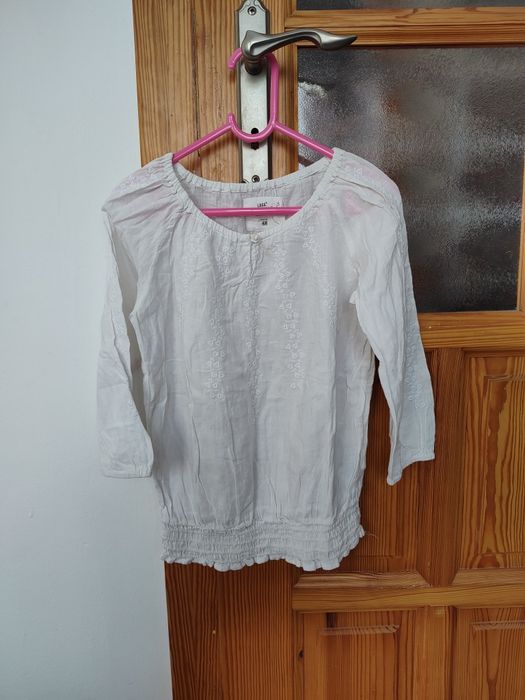 Biała bluzka bawełniana koszula H&M dziewczynka 128