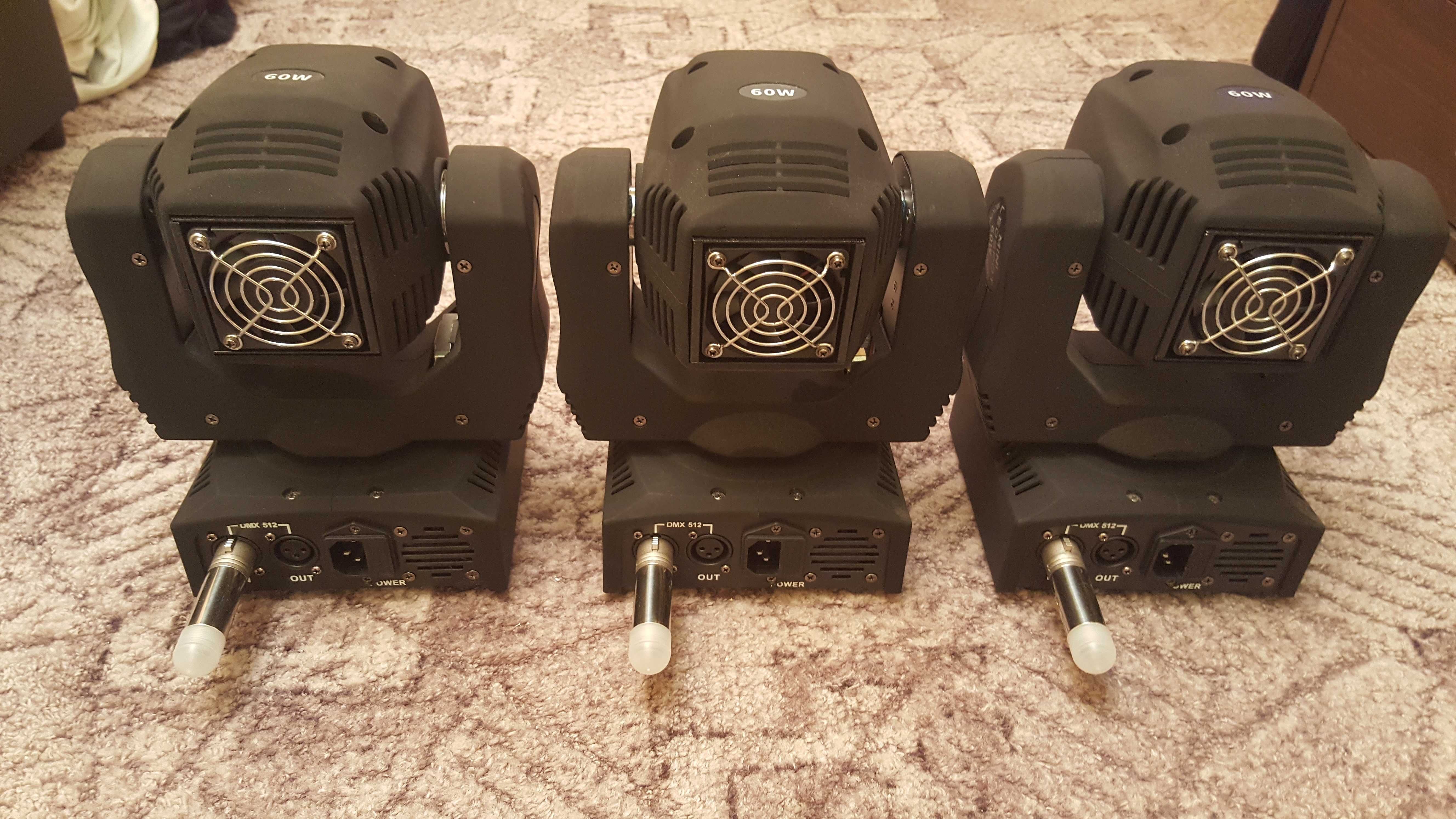 Ruchome głowy 3 szt. + DMX + Wireless