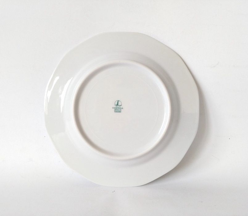 Talerz talerzyk śniadaniowy Orbis porcelana Lubiana logo PRL