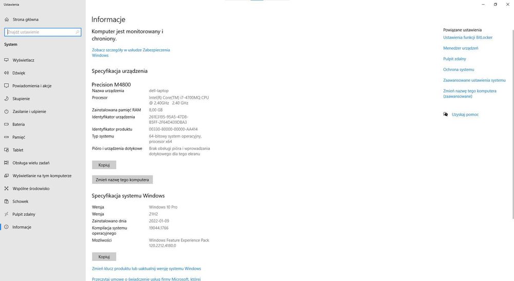 Laptop Dell Precision M4800 15,6 Core i7 8GB/ 1T Szkolny Do szkoły