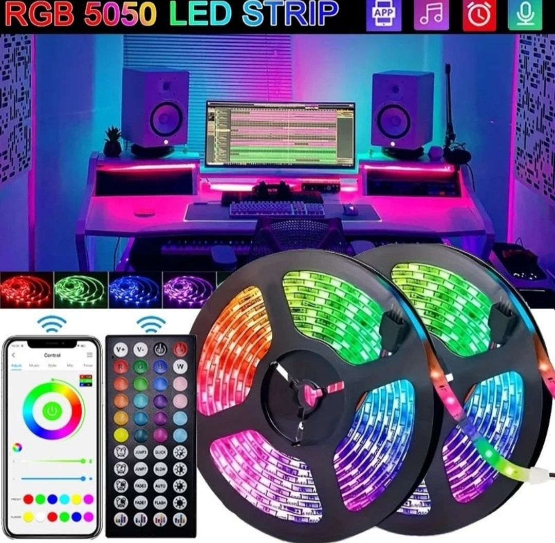 Гнучка світлодіодна стрічка SMD 5050 RGB bluetooth. Світлодіодна лента
