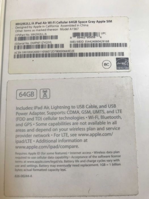 Apple iPad Air 2 - 64 Гб+SIM запчасти