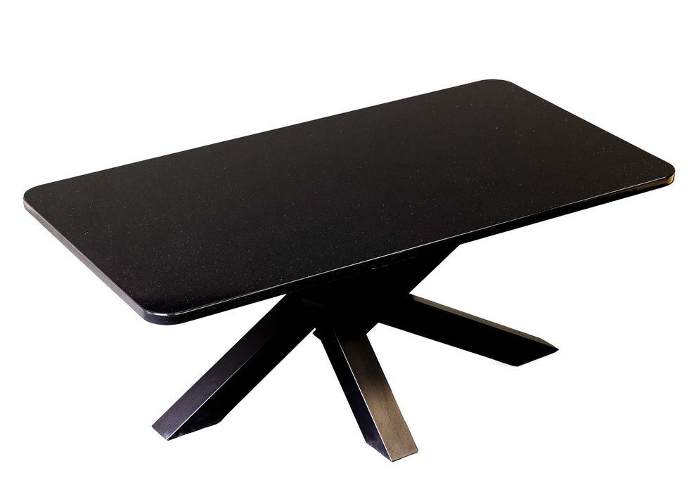 Stolik Kawowy Czarny Połysk ze Złotym Brokatem