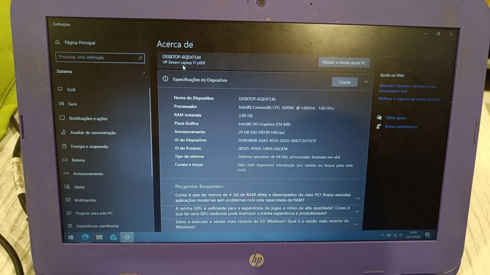 Portátil HP Stream 11-y0XX