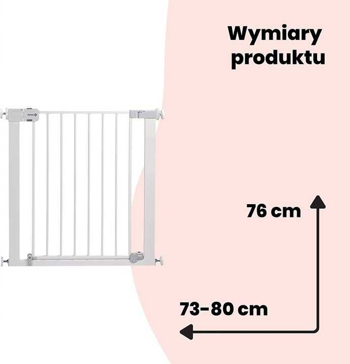 Barierka na drzwi, schody Safety 1ST rozporowa 73-80 cm biała