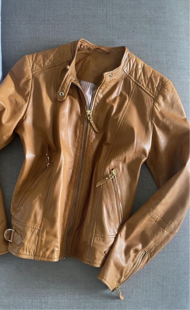 Massimo Dutti kurtka miękka skóra r M ruda bdb
