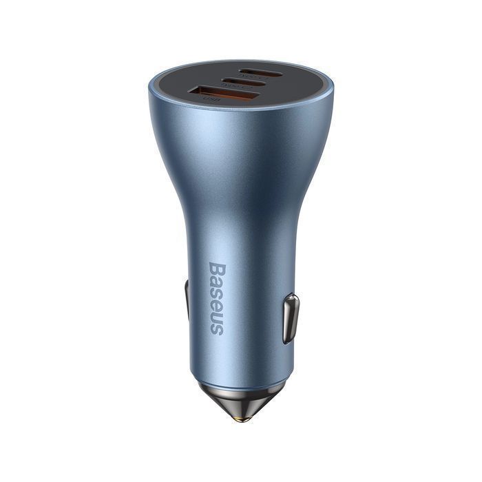 Baseus ładowarka samochodowa USB-A + 2x USB-C 65W QC4.0 niebieski