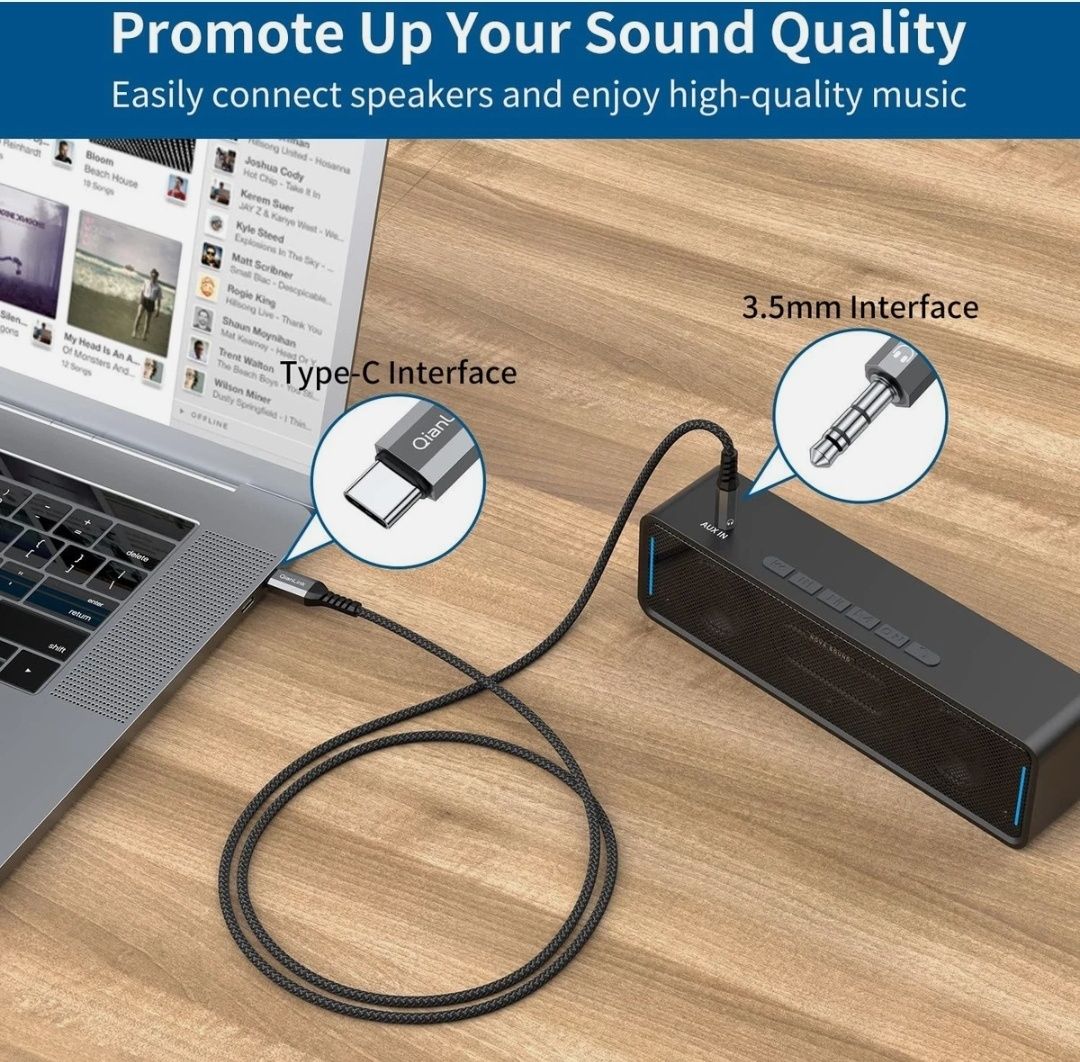 Адаптер, перехідник type C Aux audio Quianlink 2 шт.