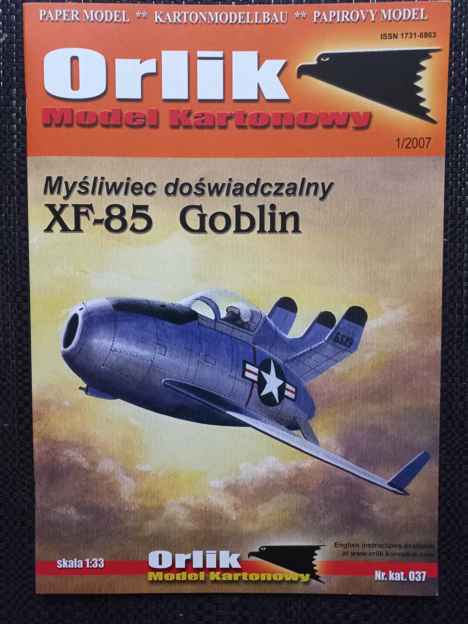 Model Kartonowy Orlik 037 1/2007 Myśliwiec XF-85 Goblin + LASERY